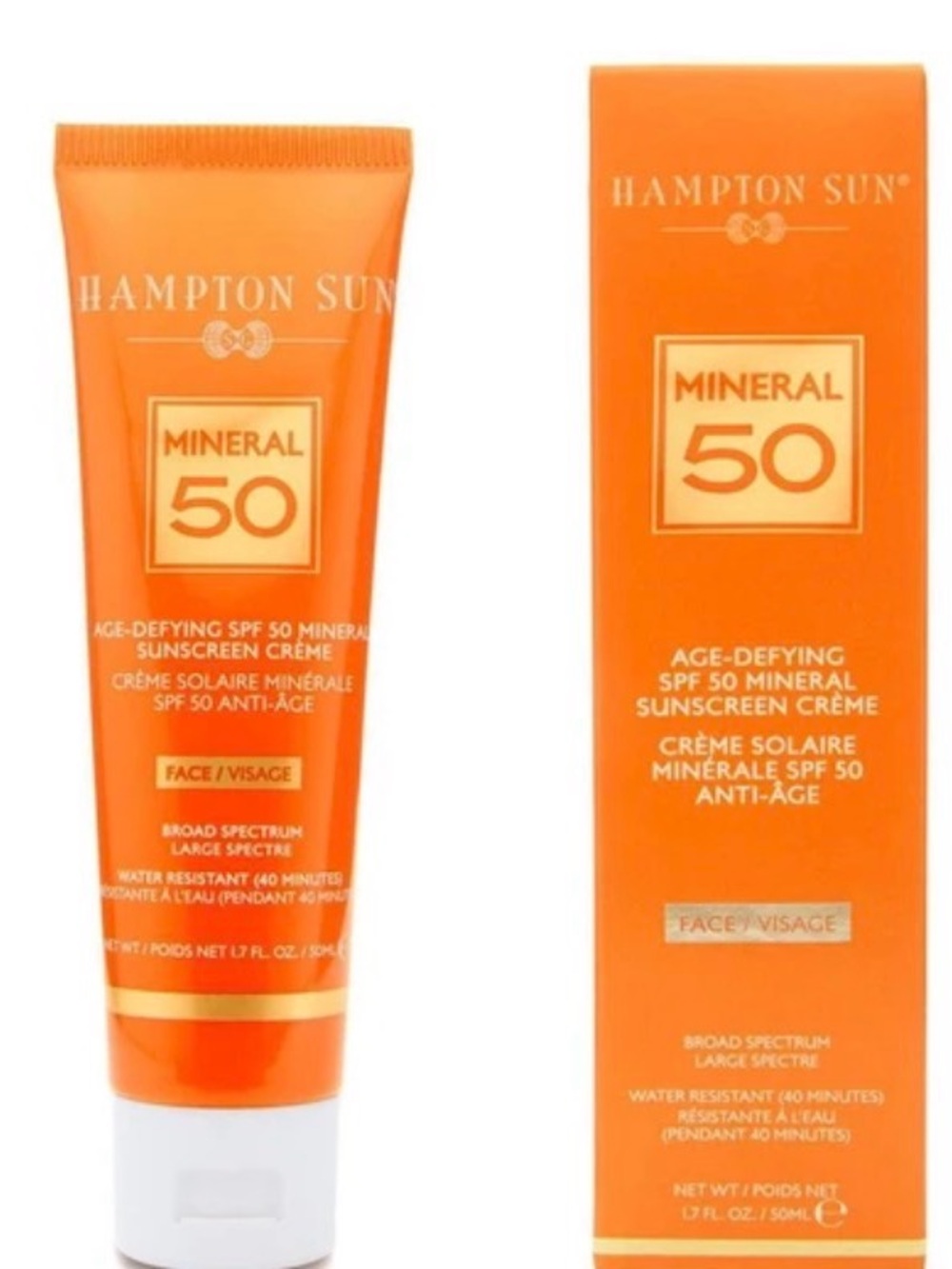 Hampton Sun Mineral 50 Face Sunscreen Crème NIB